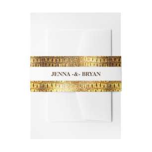 Designer Alligator Crocodile Skin Shiny Gold Brown Uitnodigingen Wikkel