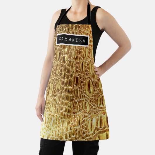 Designer Alligator Crocodile Skin Shiny Gold Schort (Insitu)