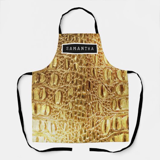 Designer Alligator Crocodile Skin Shiny Gold Schort (Voorkant)