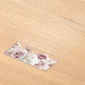 Designer Arch Blush Roos & White Floral Wedding Acryl Uitnodigingen (Laagn)