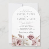Designer Arch Blush Roos & White Floral Wedding Kaart (Voorkant)