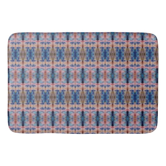 Designer badmat in blauw en Roos (Voorkant)