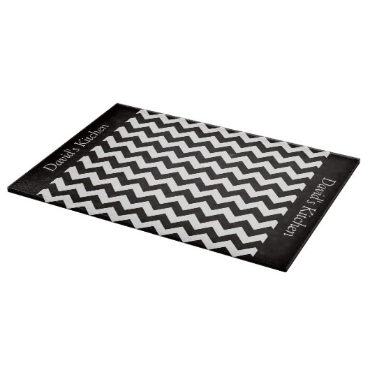 Designer Black Chevron Glass Cutting Board Snijplank (Hoek)