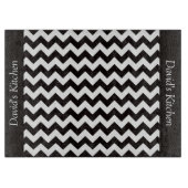Designer Black Chevron Glass Cutting Board Snijplank (Voorkant)
