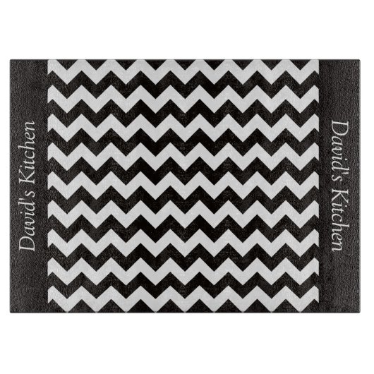 Designer Black Chevron Glass Cutting Board Snijplank (Voorkant)