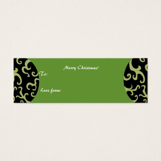 Designer Black en Green Gift Label Mini Visitekaartjes (Voorkant)