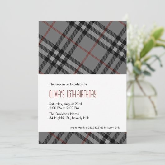 Designer Black Pset-uitnodigingen Kaart (Staand voorkant)