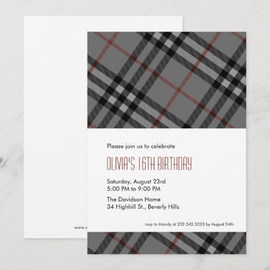 Designer Black Pset-uitnodigingen Kaart (Voorkant / Achterkant)