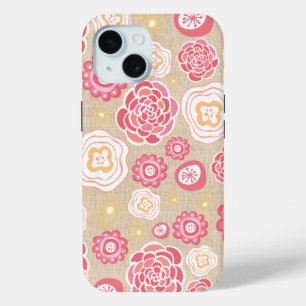 Designer Bloemenpatroon Apple iPhone 15 Hoesje Hoe