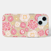 Designer Bloemenpatroon Apple iPhone 15 Hoesje Hoe (Achterkant (horizontaal))