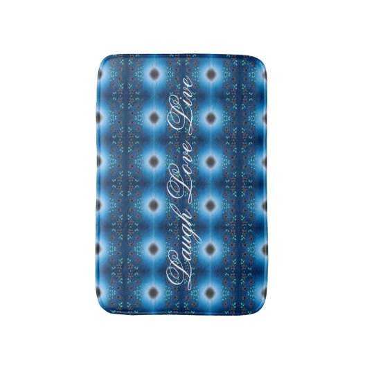 Designer Bloemmat in blauw en zwart Badmat (Voorkant Verticaal)