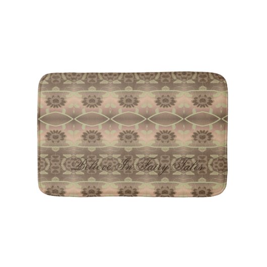 Designer Bloemmat met perzik groen en bruin Badmat (Voorkant)