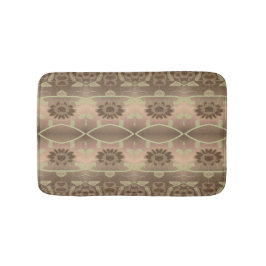 Designer bloemmat met zachte bruintjes en perzik badmat