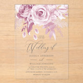 Designer Blush Roze bruiloft Acryl Uitnodigingen (Voorkant)