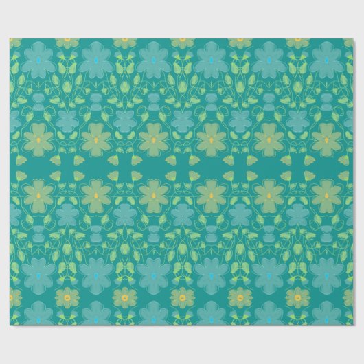 Designer cadeauverpakking met geel en Blauwgroen Cadeaupapier (Vlak)