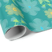 Designer cadeauverpakking met geel en Blauwgroen Cadeaupapier (Rol Hoek)