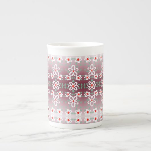 Designer China koffie Mok met roze (Voorkant)