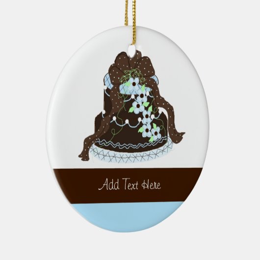 Designer Chocolate Wedding Cake Keramisch Ornament (Rechts)