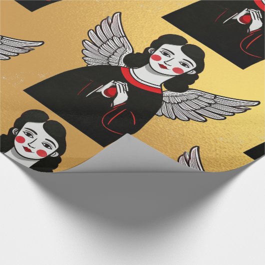 Designer Christmas Angel Pattern Wrapping Paper Cadeaupapier (Hoek)