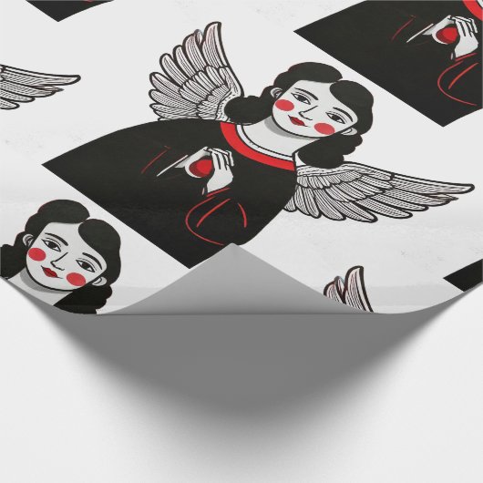Designer Christmas Angel Pattern Wrapping Paper Cadeaupapier (Hoek)