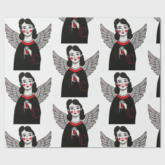 Designer Christmas Angel Pattern Wrapping Paper Cadeaupapier (Vlak)