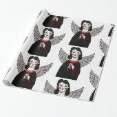 Designer Christmas Angel Pattern Wrapping Paper Cadeaupapier (Uitgerold)