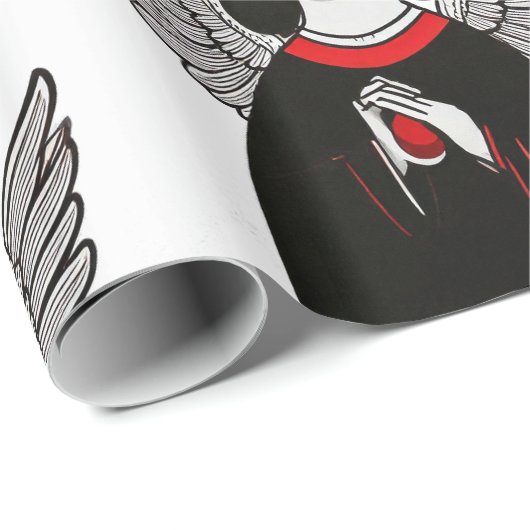 Designer Christmas Angel Pattern Wrapping Paper Cadeaupapier (Rol Hoek)