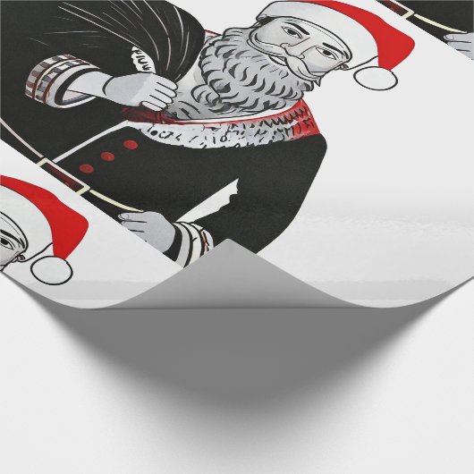 Designer Christmas Santa Pattern Wrapping Paper Cadeaupapier (Hoek)