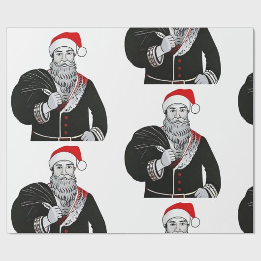Designer Christmas Santa Pattern Wrapping Paper Cadeaupapier (Vlak)