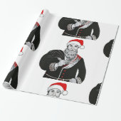 Designer Christmas Santa Pattern Wrapping Paper Cadeaupapier (Uitgerold)