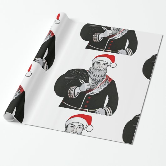 Designer Christmas Santa Pattern Wrapping Paper Cadeaupapier (Uitgerold)