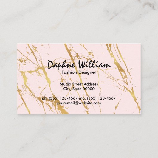 Designer Collecties | Goud Roze Marmer Exquisite Visitekaartje (Achterkant)