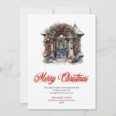 Designer Cozy Christmas Scene Greeting Card Feestdagenkaart (Voorkant)