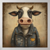 Designer Dairy Vest-Funny koe in een kostuum Poster (Voorkant)