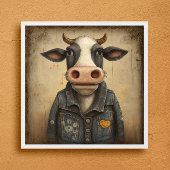 Designer Dairy Vest-Funny koe in een kostuum Poster