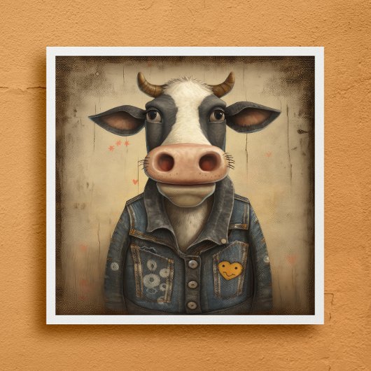 Designer Dairy Vest-Funny koe in een kostuum Poster