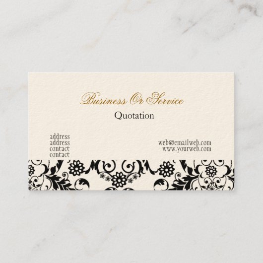 Designer Damask Pattern Lace-stoel Visitekaartje (Achterkant)