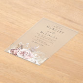 Designer Dusty Roos & Blush Bloemen Trouwen Acryl Uitnodigingen (Laagn)