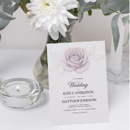 Designer Elegante Paarse Roos bruiloft uitnodiging