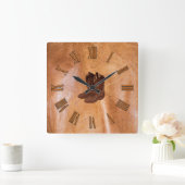 Designer Faux Tanned Leather & Cowboy Boots Vierkante Klok (Huis)