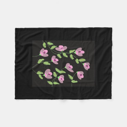 Designer fleece deken in roze met zwart (Voorkant (Horizontaal))