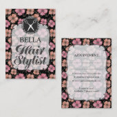 Designer Floral Hair Stylist Appointkaarten Afsprakenkaartje (Voorkant / Achterkant)
