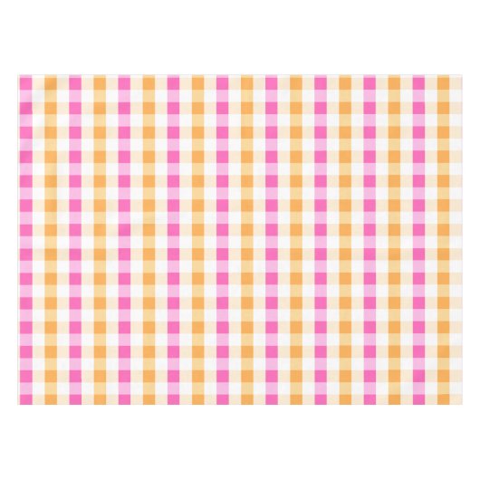 Designer gingham patroon sinaasappel en roze tafelkleed (Voorkant (Horizontaal))
