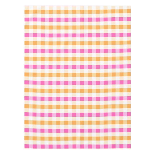 Designer gingham patroon sinaasappel en roze tafelkleed (Voorkant)
