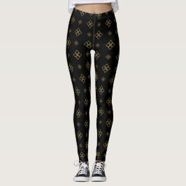 Designer Gold Diamond Pattern Leggings
