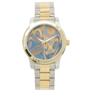 Designer Gold en Silver Watch - Abstracte kunst Horloge