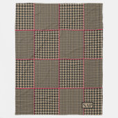 Designer Houndstooth Black Taupe Hot Pink Check Fleece Deken (Voorkant)