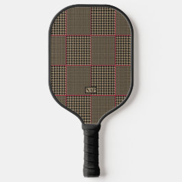 Designer Houndstooth Black Taupe Hot Pink Check Pickleball Paddle