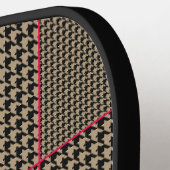 Designer Houndstooth Black Taupe Hot Pink Check Pickleball Paddle (Links Detail)