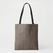 Designer Houndstooth Black Taupe Hot Pink Check Tote Bag (Voorkant)